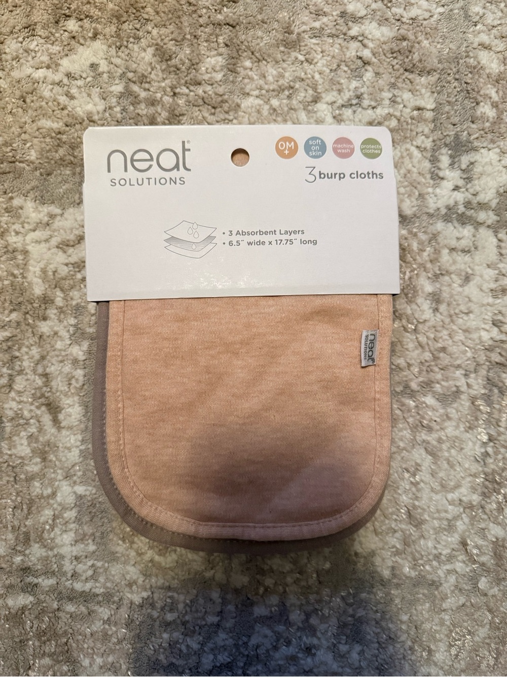 Neat Solutions Baby Burp Cloths - Dusty Blush (3 Pack)-NWT
